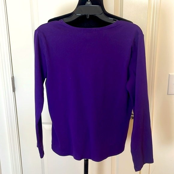 LAUREN RALPH LAUREN SOLID PURPLE LONG SLEEVE TSHIRT SZ LARGE - Picture 2 of 5